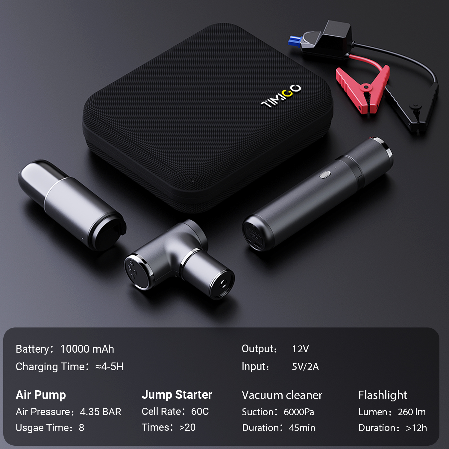 Outdoor Power Vacuum - Car Jump Starter 5 In 1