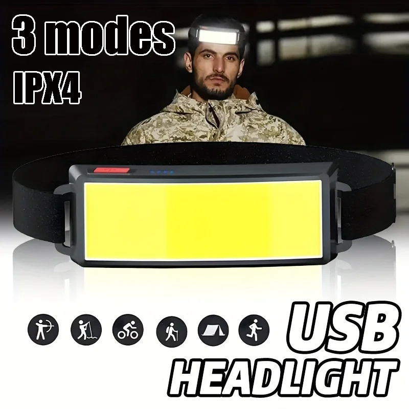 Powerful COB LED Headlamp USB  - Outdoor Power Head บทวิจารณ์และราคา